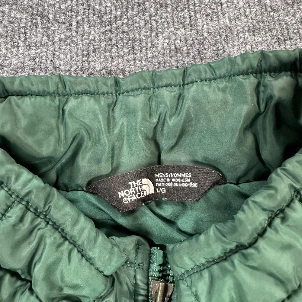 The North Face Jacket Mens Large Green Quilted Puffer Full Zip Insulated Outdoor